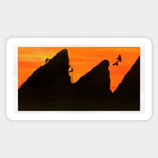 Painting of Climbers Sticker